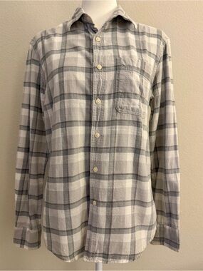 American Eagle Gray White Plaid Super Soft Button Up Shirt Size S - EUC